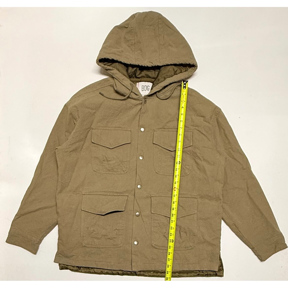 BDG Urban Outfitters Mens Large Tan Khaki Hooded Quilted Utility Chore Jacket